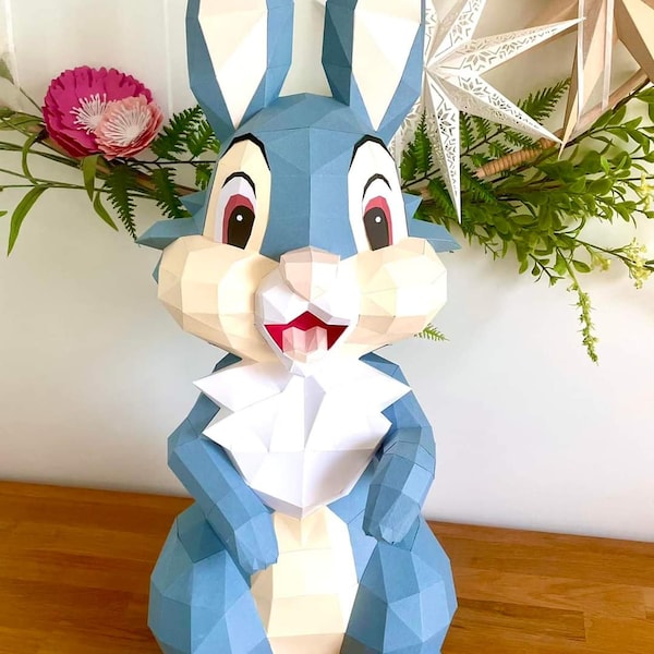 Daniel art 7 rabbit,PDF Template, DIY 3d Model, FanArt, Paper Sculpture, Low Poly, Pepakura, Craft, Manualidad, Paper Art