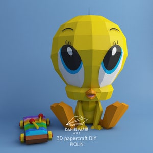 Daniel Art 6 TWEETY SVG, PDF-Vorlage, DIY 3D-Modell, Fan-Art, Papier-Skulptur, Low Poly, Pepakura, Handwerk, Manualidad, Arte de Papel