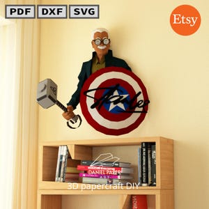 Daniel Art 8, Stan Lee DIY 3D-Modell, Fan-Art, Papier-Skulptur, Low Poly, Pepakura, Handwerk, Manualidad, Papierkunst