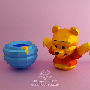 Daniel Art 45, Winnie the Pooh PDF Template, DIY 3D Model, Fan Art, Paper Sculpture, Low Poly, Pepakura, Craft, Manualidad, Arte de Papel