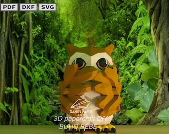 Daniel art 16 Baby Owl, Modèle PDF, Modèle 3D DIY, FanArt, Sculpture en papier, Low Poly, Pepakura, Artisanat, Manualidad, Paper Art