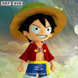 Daniel art 34 luffy chibisvg, anime PDF Template, modello 3d fai da te, FanArt, scultura di carta, Low Poly, Pepakura, artigianato, manualità, arte di carta