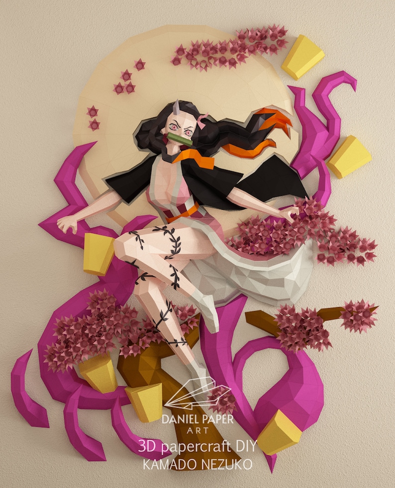 Kamado Nezuko,pdf Template, DIY 3d Model, Fanart, Paper Sculpture, Low ...