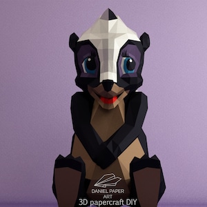 Daniel art 20 skunk flower, PDF Template, DIY 3d Model, FanArt, Paper Sculpture, Low Poly, Pepakura, Craft, Manualidad, Arte de Papel