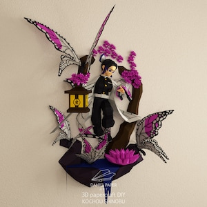 Daniel art 29 kochou shinobu anim. PDF Template, DIY 3d Model, FanArt, Paper Sculpture, Low Poly, Pepakura, Craft, Manualidad, Paper Art