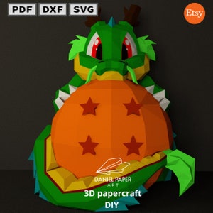 Daniel art 43 sheng long,anime PDF Template, DIY 3d Model, FanArt, Paper Sculpture, Low Poly, Pepakura, Craft, Manualidad, Paper Art,