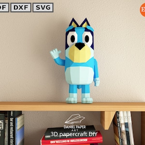 Daniel art 38, niebieski svg anime PDF Szablon, DIY 3d Model, FanArt, Rzeźba papierowa, Low Poly, Pepakura, Craft, Manualidad, Arte de Papel -dxf