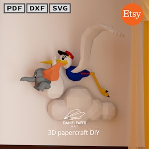 Daniel art 46, Dumbo anime PDF Template, modello 3d fai da te, FanArt, scultura di carta, Low Poly, Pepakura, artigianato, manualità, arte di carta