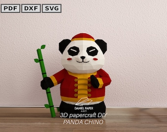 Daniel art 12 Panda chinois, Modèle PDF, Modèle 3D DIY, FanArt, Sculpture en papier, Low Poly, Pepakura, Artisanat, Manualidad, Paper Art