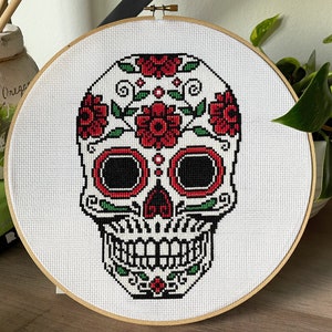 Sugar Skull Cross Stitch Pattern. Dia De Los Muertos Sugar Skull.