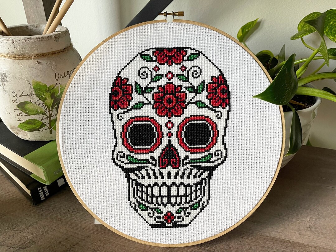 Sugar Skull Cross Stitch Pattern. Dia De Los Muertos Sugar Skull. - Etsy