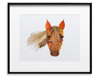 Pferd Druck, aus Laub Artikel, Natur Druck, handgefertigt