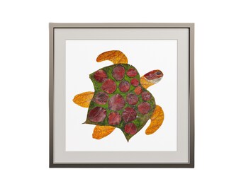 Schildkröte Druck, aus Laub Artikel, Natur Druck, handgefertigt