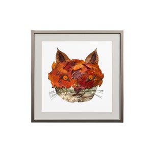 Fox Print, Made of Foliage Items, Nature Print, Handmade