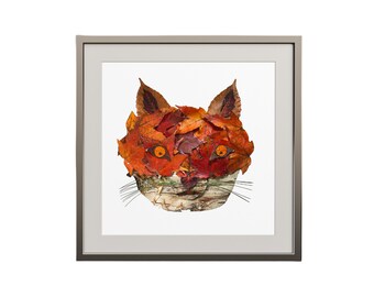 Fuchs-Druck, aus Laub Artikel, Natur-Druck, handgefertigt