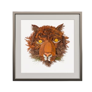 Impresión de tigre, hecho de artículos de follaje, impresión de la naturaleza, hecho a mano