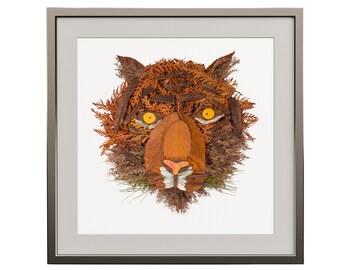 Tiger Druck, aus Blattwerk, Naturdruck, handgefertigt