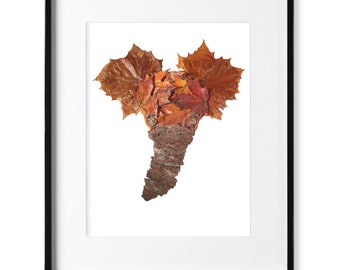 Elefant Druck, aus Laub Artikel, Natur Druck, handgefertigt