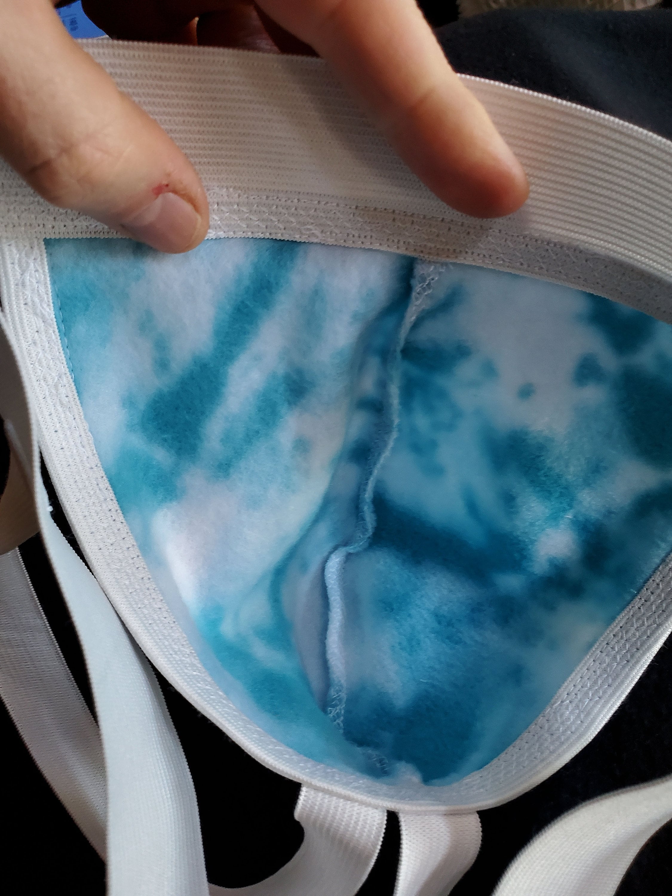Cold Weather Insulated Thermal Jock for Skiers, Snowboarders Soft Fleece Jockstrap, Teal Tie Dye