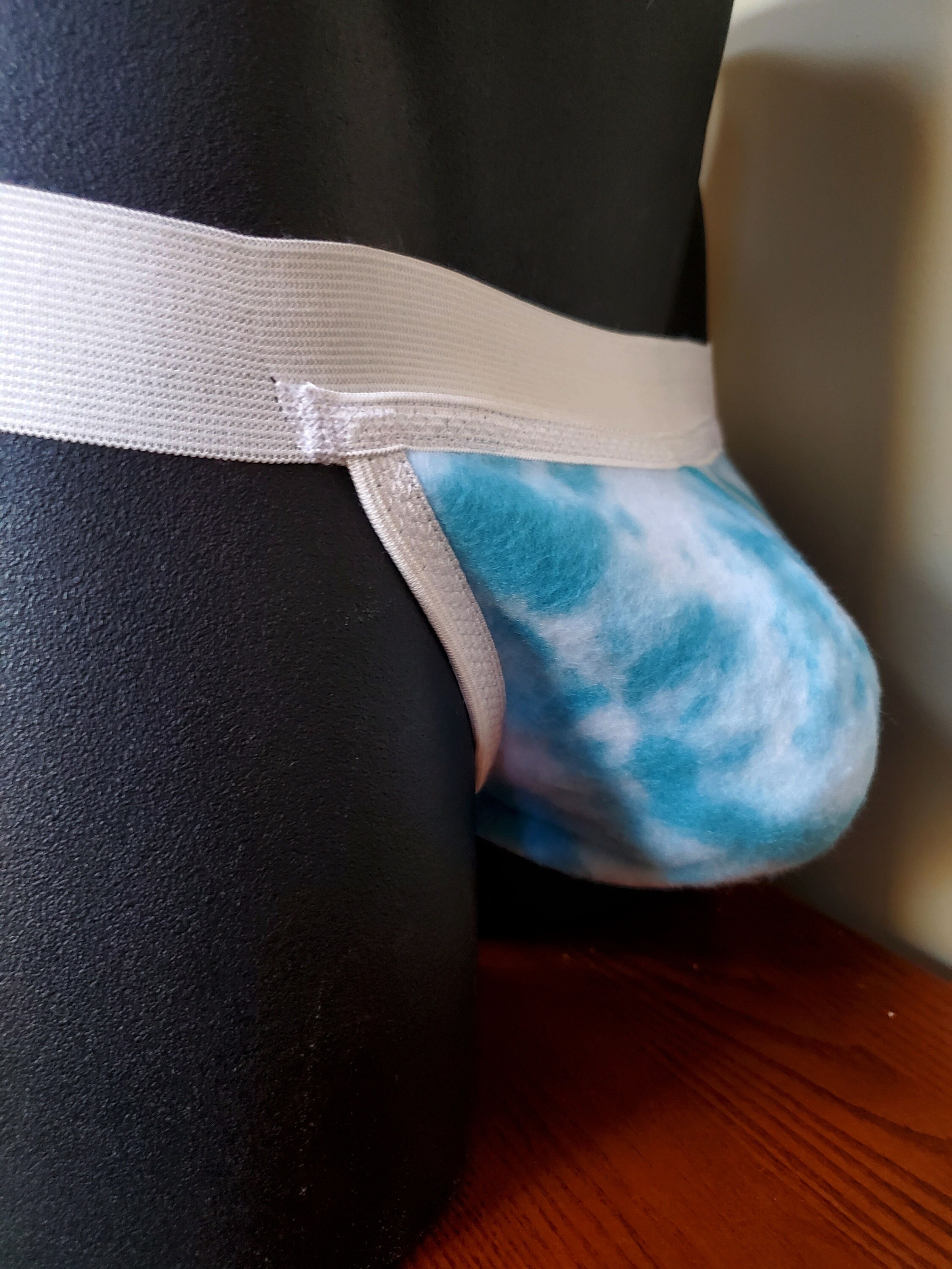 Cold Weather Insulated Thermal Jock for Skiers, Snowboarders Soft Fleece Jockstrap, Teal Tie Dye