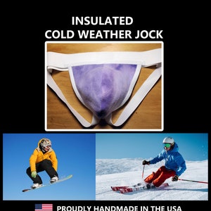 Cold Weather Insulated Thermal Jock for Skiers, Snowboarders Purple Tye-Dye Fleece Jockstrap, Winter workers, Nordic Skiing, Sports Padded