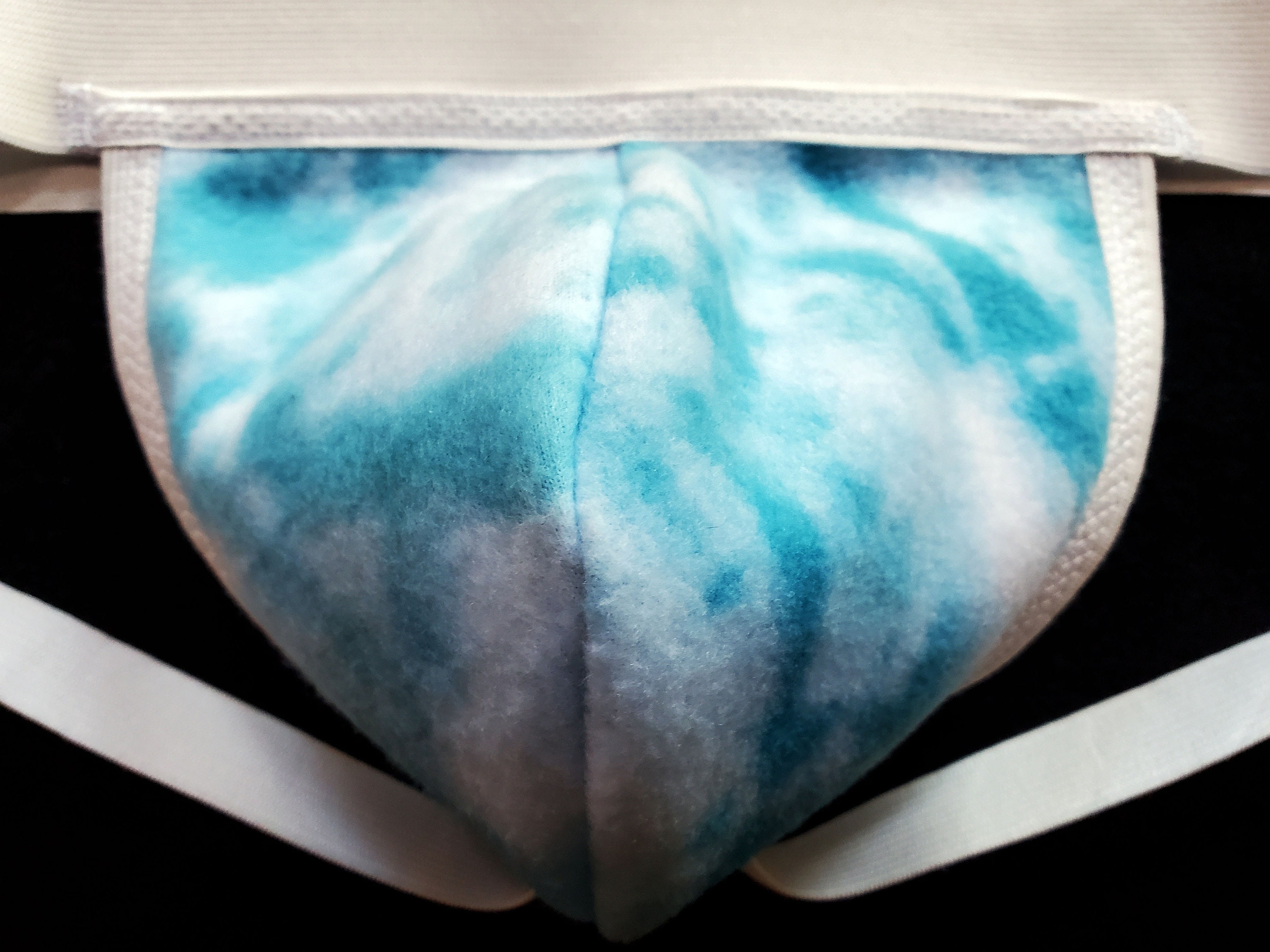 Cold Weather Insulated Thermal Jock for Skiers, Snowboarders Soft Fleece Jockstrap, Teal Tie Dye