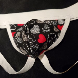 Heart Jockstrap, Love Jock, Athletic Supporter, Gift for him, boyfriend gift, Hearts, Love, Jockstraps, Sketch Hearts, White Band