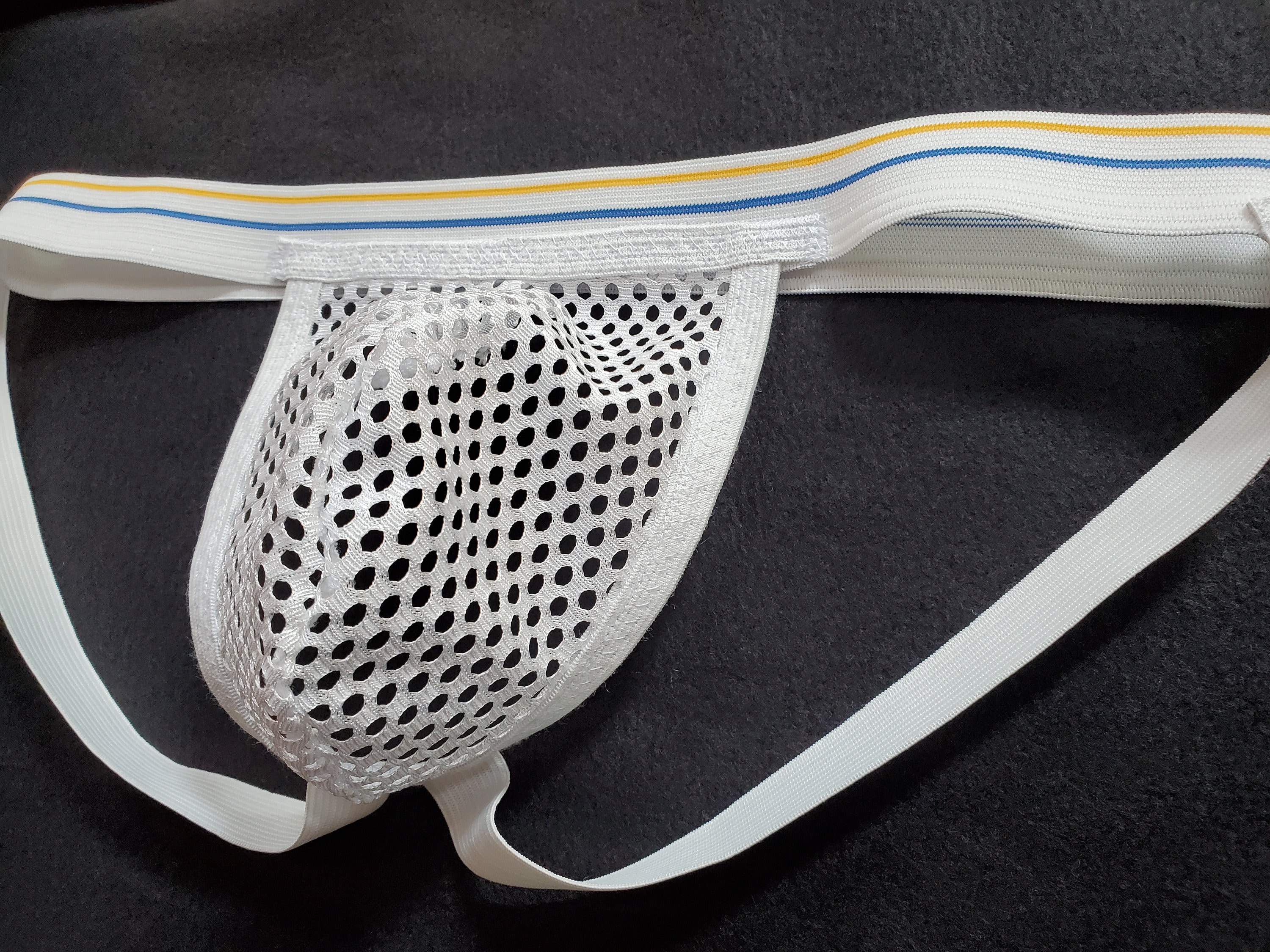 Retro Slim White Mesh Jockstrap Jock Athletic Supporter image