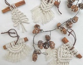 Set of 4 Macrame Cinnamon Stick Christmas Decorations | Macrame Christmas | Handmade Decorations | Boho Christmas Decorations