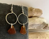 Sea Glass Earrings | Sterling Silver | Hoop Earrings | North Devon | Dangle Earrings | Beach Glass | Handmade Jewellery | Croyde