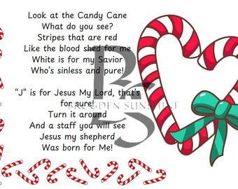 Printable Shareable Candy Cane Poem About Jesus Postcard 4 per Sheet Avery Template 5689 or Cardstock