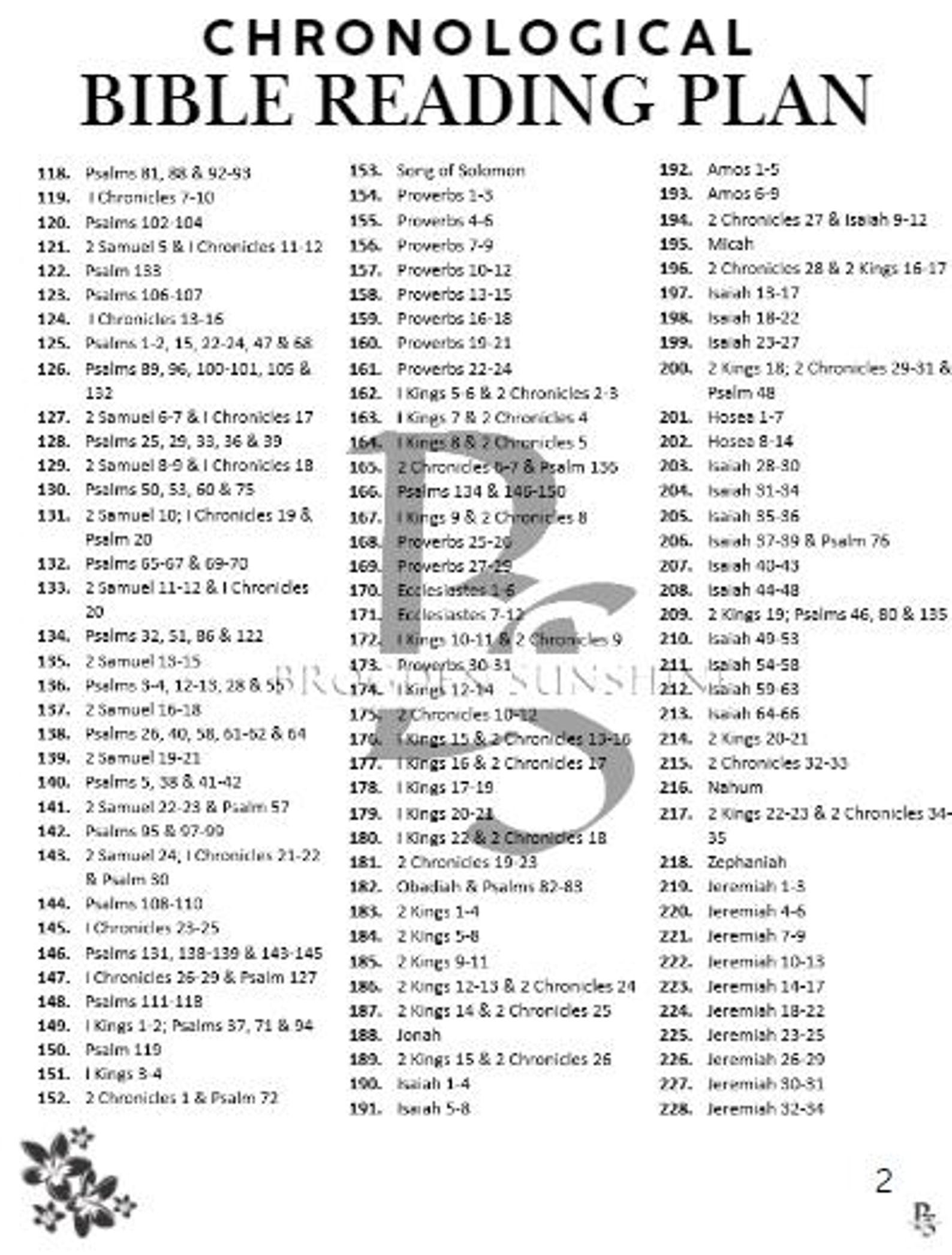 Chronological Bible Reading Plan 365 Day Reading Plan Historical PDF ...