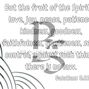 Fruit of the Spirit Galatians 5:22-23 Printable Color Sheet Sunday School Kids Church Bible PDF File Download Children Verse Swirl Border