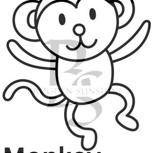 Monkey Color Sheet Printable PDF Kids Preschool Toddler Children School Church Playdate Teacher Spring