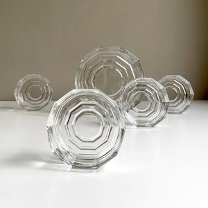 Vintage glass bowl set . Dessert bowls . 5-piece . Crystal glass . 70s . 80s . Honeycomb shape