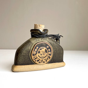 Vintage carafe . Tremar UK . Ceramic . Stoneware . Brandy bottle . with cork . Mid Century Modern
