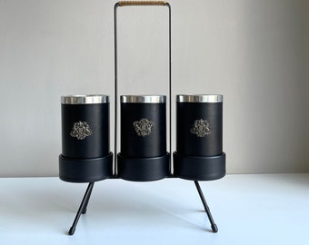 Vintage . Bottle cooler . Wine cooler . Sparkling wine . Bottle holder . Induga . Mini Boy . 60s . Metal . Rattan
