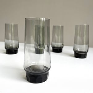 Vintage drinking glass . Set . Driburg . Crystal . Smoked glass . Set of 6. 60s . Mid Century