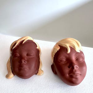 Vintage wall masks. Cortendorf ceramics. Pair. Children. Boy 3410. Girl 3411. WGP. West Germany. Mid-Century.