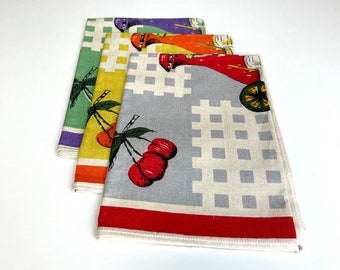 Vintage tea towels set of 3 . linen . 50s 60s . Mid-Century Modern