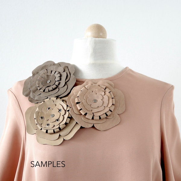 leather brooch . re-used leather flower . diverse colours . boutonniere . fashion jewelry . handmade . diverse colours