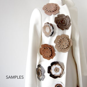 Leather brooch . Reused leather . Various colors . Corsage . Fashion jewelry . Handmade . 6 layers of leather