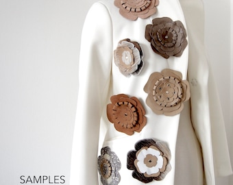 Leather brooch . Reused leather . Various colors . Corsage . Fashion jewelry . Handmade . 6 layers of leather