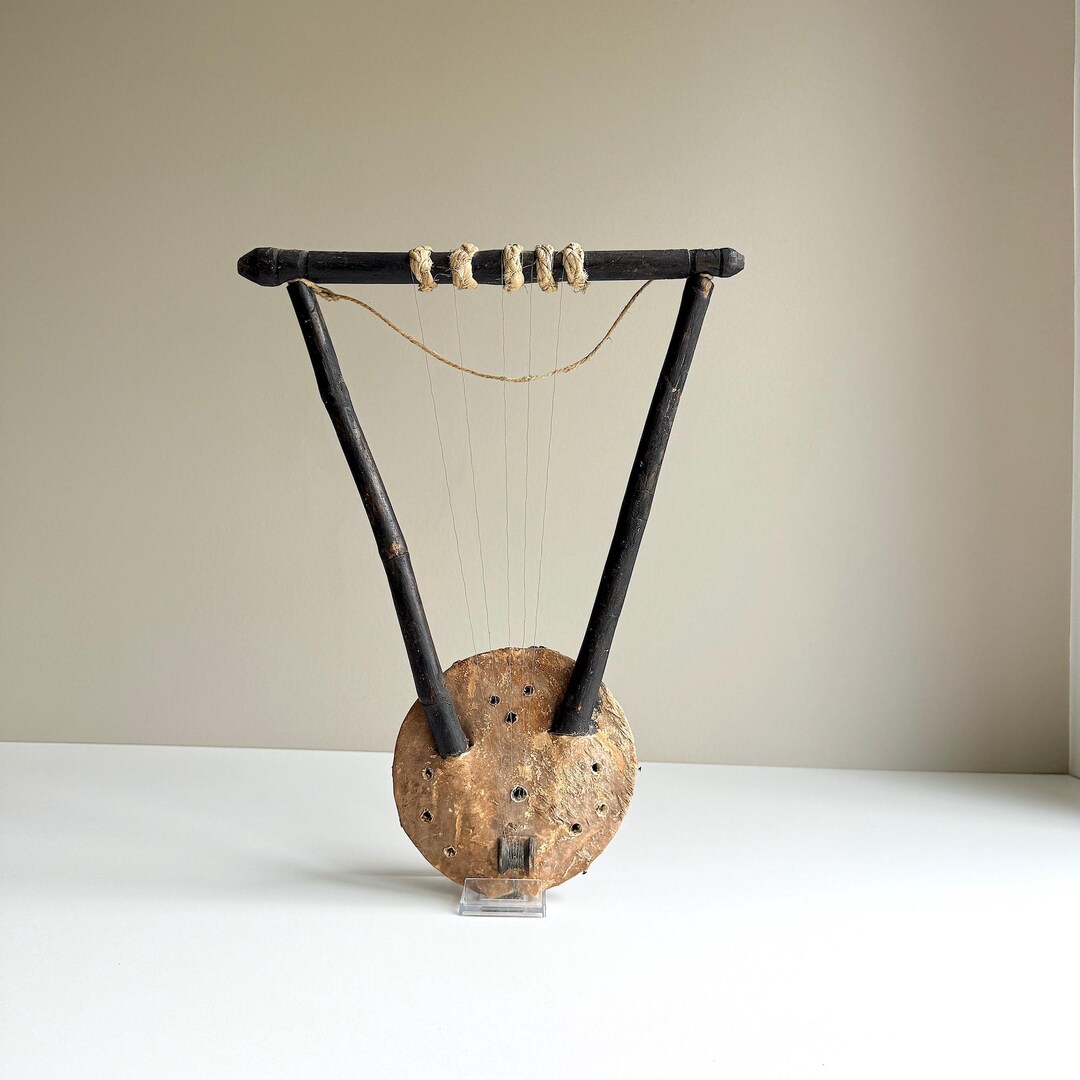 String Instruments Bowl Back Vintage Bowl Lyre. Tanbura. Africa. 5 Strings. Handmade. Wood. Fur ...