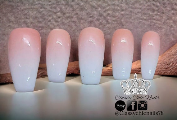 Baby Boomer Press On Nails: Pink & White Ombre French Tip