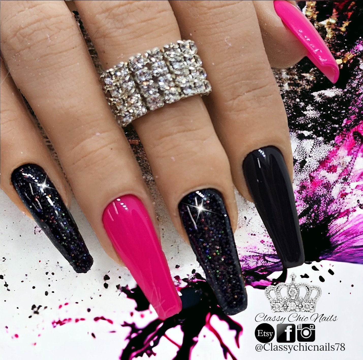 Nail Glittered Wrap-Around Extensions 2025