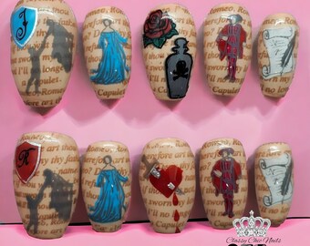 Romeo and Juliet, valentine's day, Shakespeare, press on nails