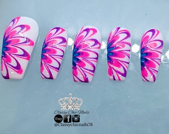 Water Marble Nails - Etsy Water Marble Nails - Etsy