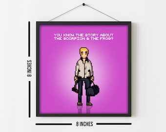 Póster de película minimalista de 8 bits con diseño de píxeles de Drive, impresión de Ryan Gosling de 8 bits, 8 x 8 pulgadas