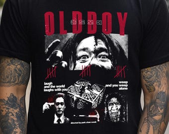 ヴィンテージ韓国映画Tシャツ：オールドボーイのためのY2Kカルト